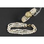 set of two bracelets with biba-pearls and yellow gold (18 carat), one with an antique ladies'