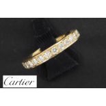 Cartier signed ring in yellow gold (18 carat) with ca 1,10 carat of very high quality brilliant