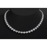 elegant necklace in white gold (18 carat) with 54 brilliants - in total : 10,80 carat of very high