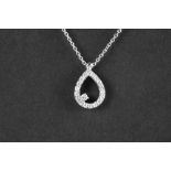 pearshaped pendant in white gold (18 carat) with 0,12 carat of high quality brilliant cut diamonds -