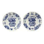 pair of 17th/18th Cent. Chinese Kang Hsi period dishes in marked porcelain with a blue-white decor