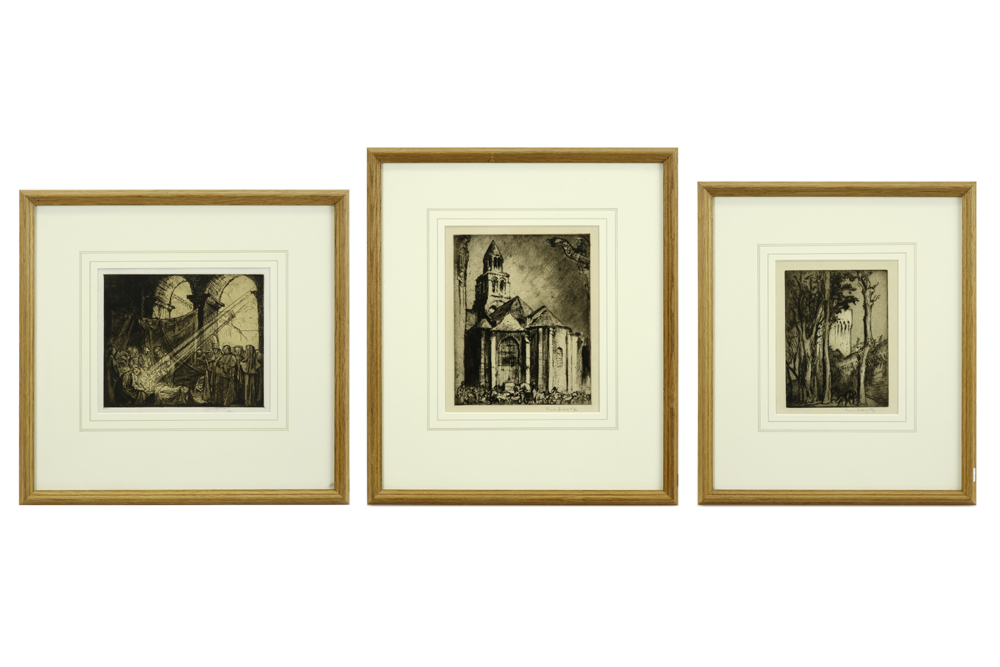 three Frank Brangwyn etchings - two are signed || BRANGWYN FRANK (1867 - 1956) drie etsen twee ervan