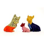 three 21st Cent. Belgian Dog sculptures in painted metal - signed Pasha || PASHA (° 1976) drie