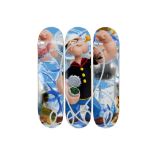 Jeff Koons plate signed "Popeye" triptych on skateboards dd 2021, an edition of 500 ex. with