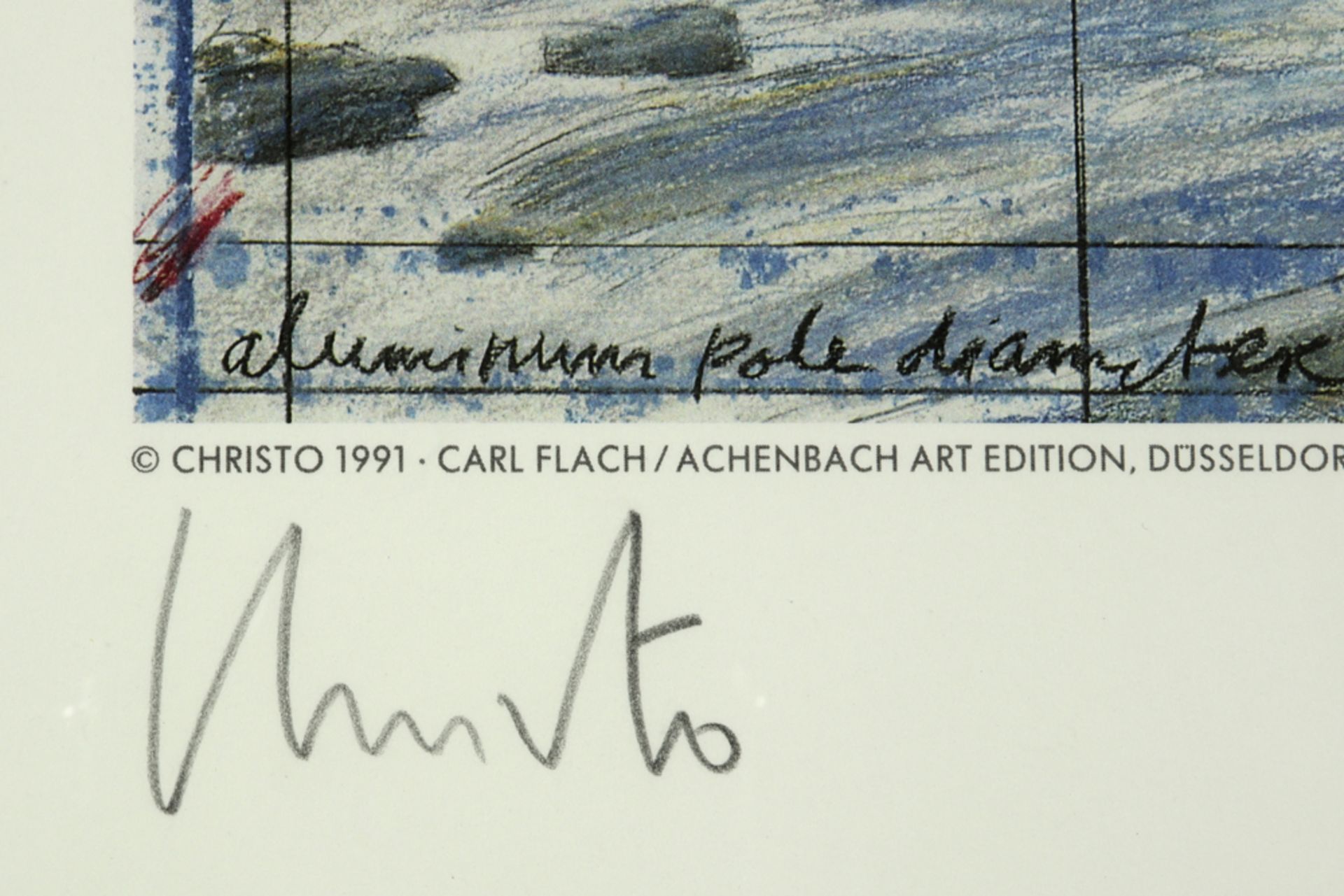 Christo signed screenprint from the series "The Umbrellas" with a piece of fabric edition dd 1991 by - Bild 2 aus 4