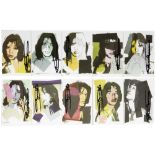 portfolio with a series of ten Andy Warhol signed silkscreens, each with a portrait of Mick