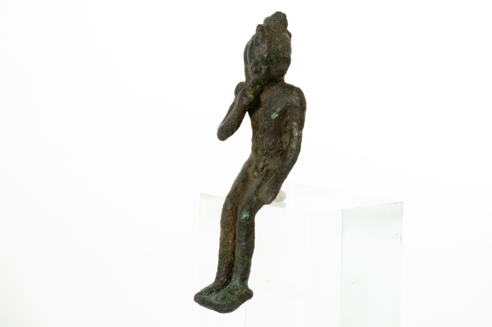 3th/2nd Cent. BC Ancient Egyptian "Hapocrates" sculpture in bronze with certificate - provenance : - Image 3 of 4