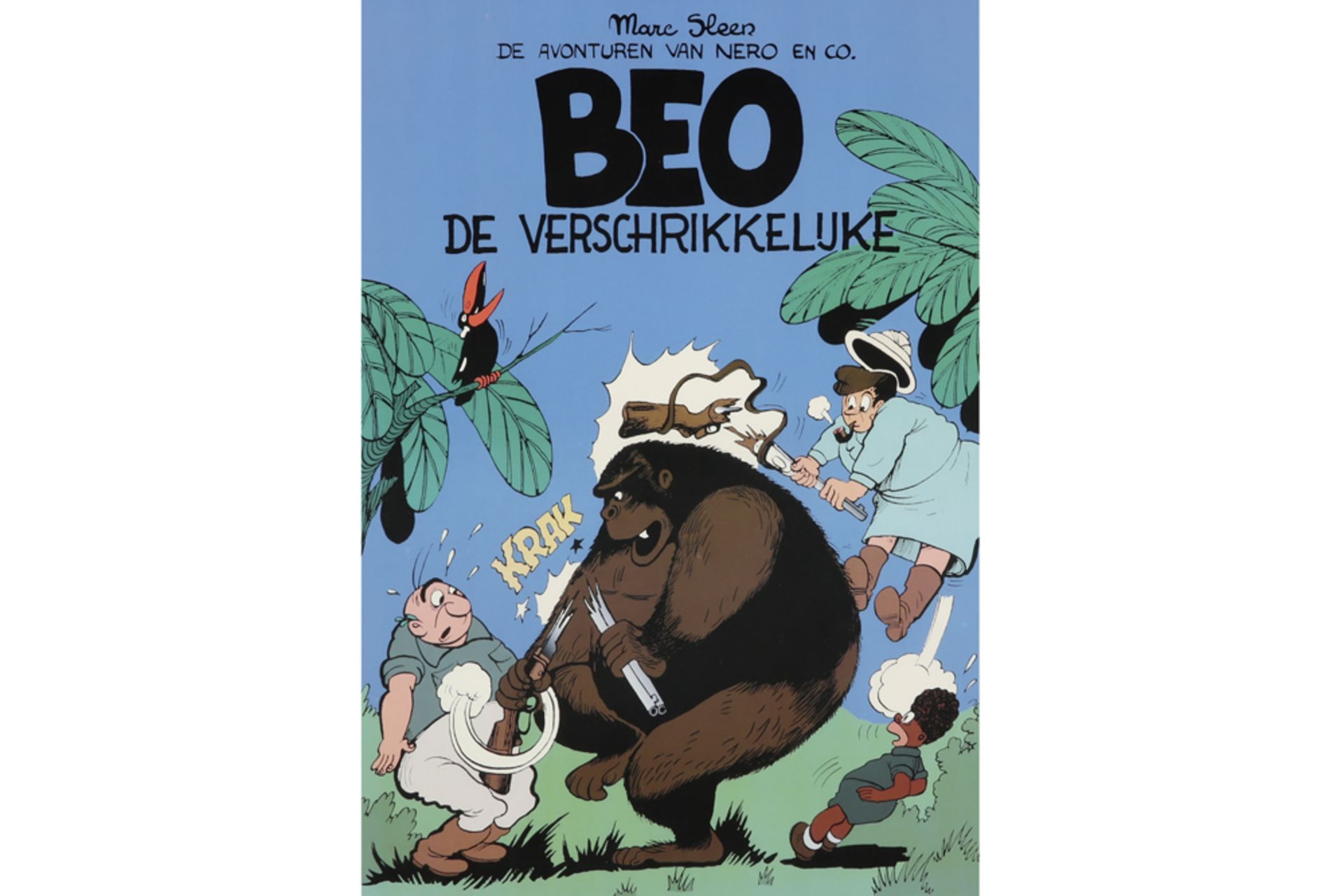 Marc Sleen signed lithograph after a drawing for "Beo the Terrible" from "The Adventures of Nero &