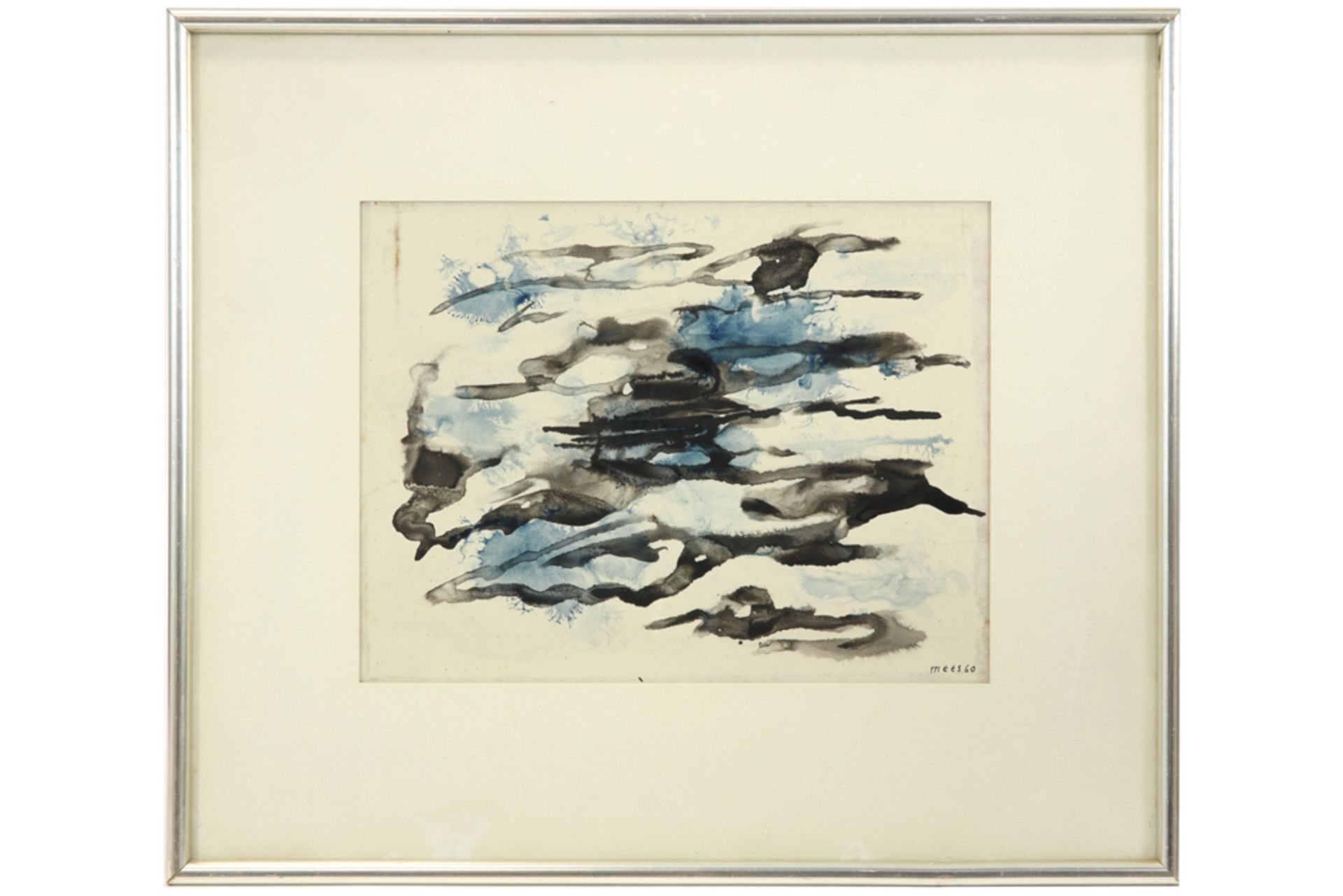 20th Cent. Belgian abstract aquarelle - signed Jozef Mees and dated (19)60 || MEES JOZEF (1898 - - Image 3 of 3