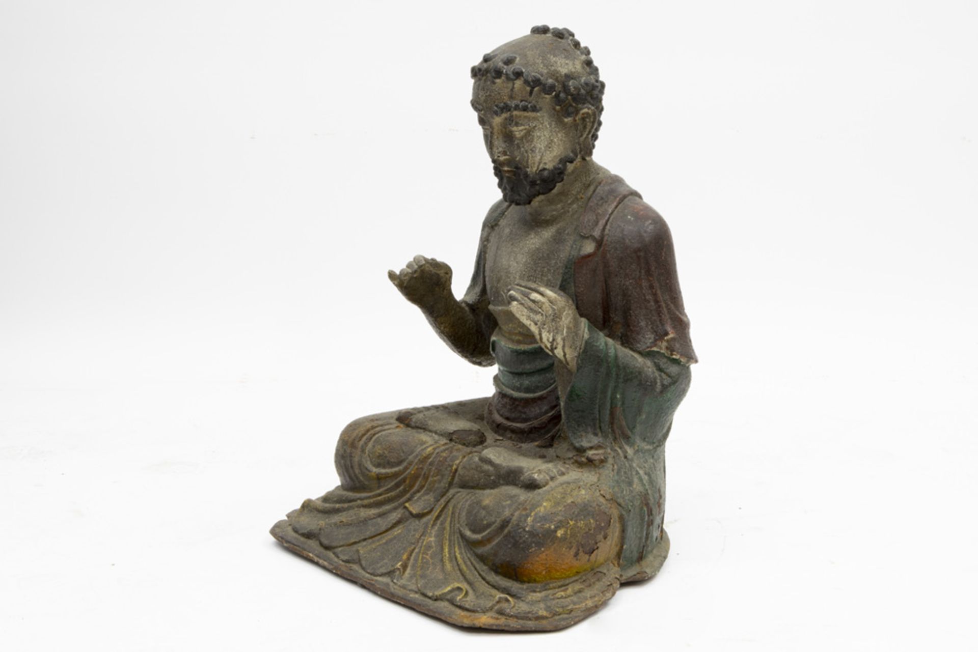 antique Chinese Qing dynasty "Lohan" sculpture in bronze || Antieke Chinese bronzen sculptuur - Image 3 of 4