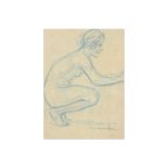 19th/20th Cent. blue pencil drawing- signed Th. Al. Steinlen || STEINLEN THÉOPHILE ALEXANDRE (1859 -