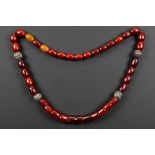 Yemeni necklace in silver and amber || Vrij lang Jemenitisch collier in zilver en donkere amber -