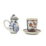 three pieces of 18th Cent. Chinese porcelain amongst which a lidded blue-white jug || Lot (3)