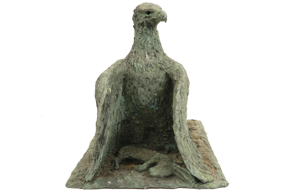 late 20th Cent. Belgian sculpture in bronze with green patina - signed Michael Bracke and dated (