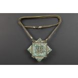 antique Tibetan silver ghau with beads in turquoise and with its silver chain || Antieke