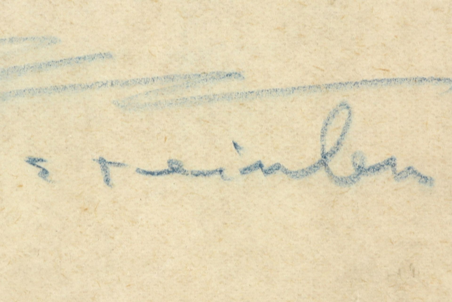 19th/20th Cent. blue pencil drawing- signed Th. Al. Steinlen || STEINLEN THÉOPHILE ALEXANDRE (1859 - - Image 2 of 3