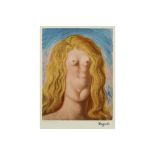 original René Magritte plate signed lithograph printed in colors after a work from 1947 "Le