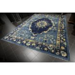 good, antique Chinese "Dun Ji Yan" signed rug with a quite traditional design with elaborated