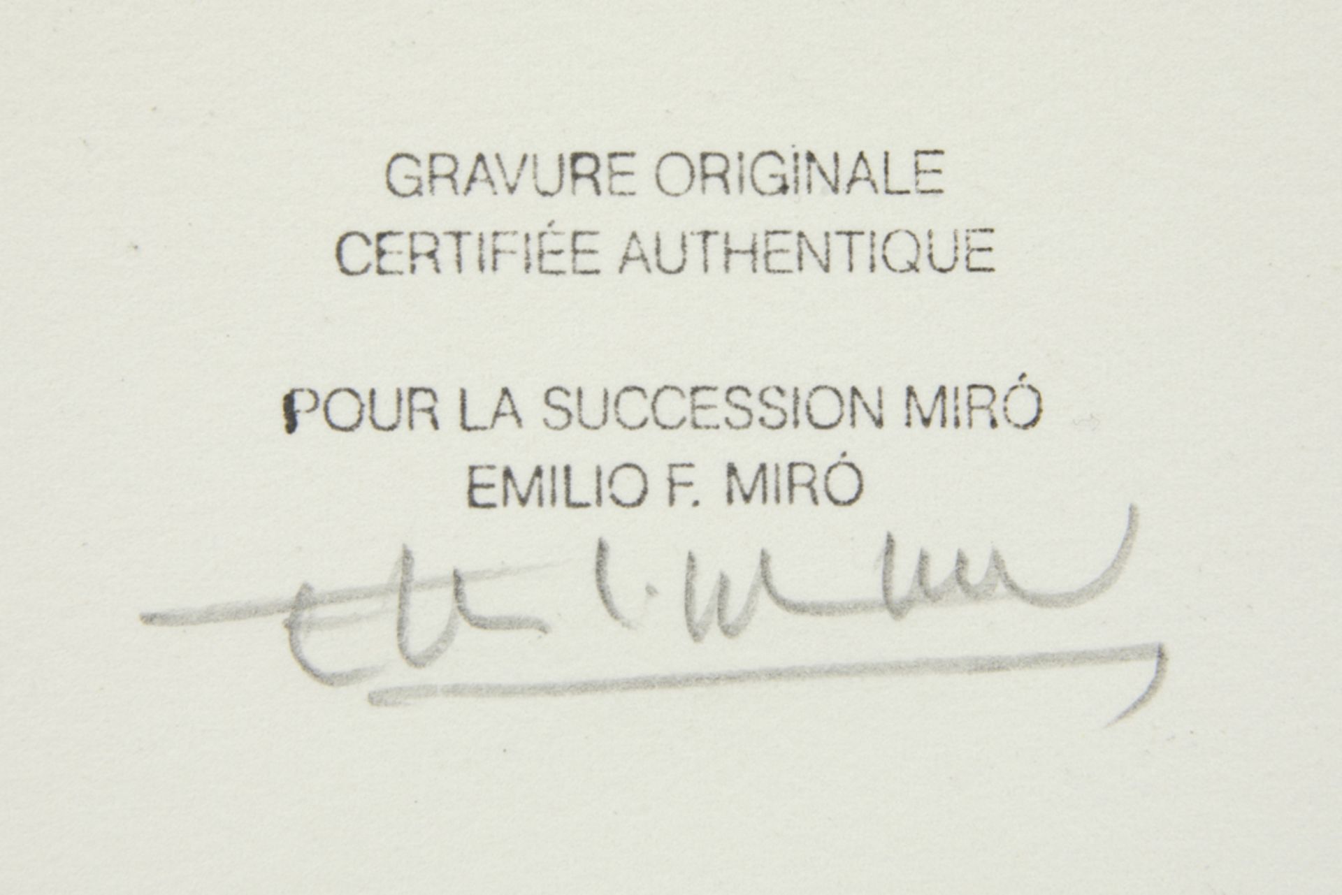 Joan Miro signed triptych "Barb I , II and III " engravings with carburundum in colors (on Emery - Image 11 of 11