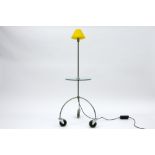 Jan des Bouvrie "Bollight" design table with lamp in metal and glass || JAN DES BOUVRIE (1942 -