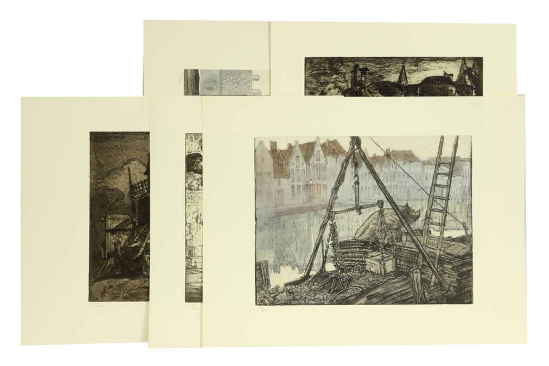 Frnak Brangwyn signed portfolio with 4 silkscreen in brown colors and two multi-coloured || BRANGWYN - Image 5 of 8