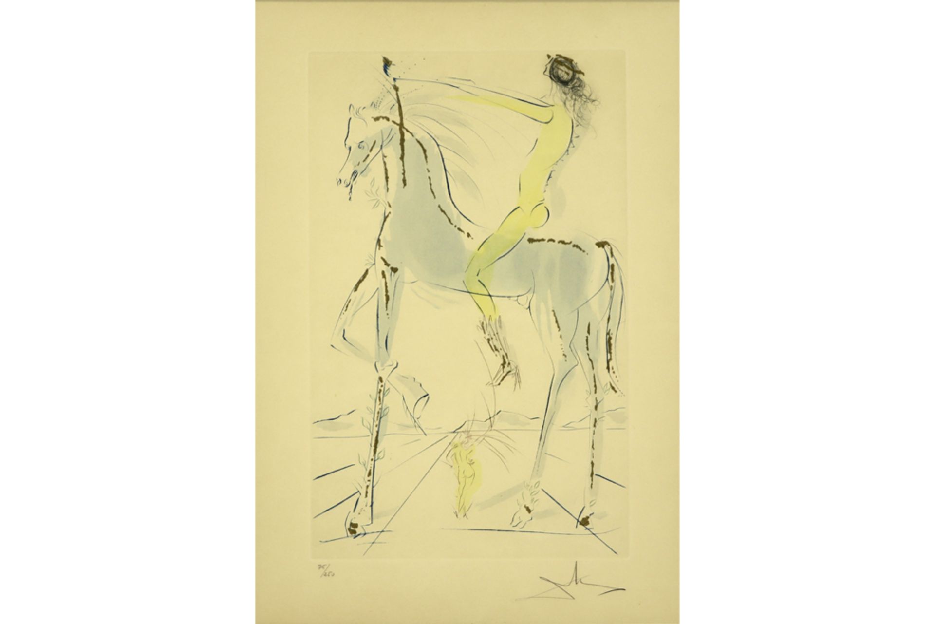 Salvador Dali signed etching from the portfolio "Dalinesque Horses" || DALI SALVADOR (1904 - 1989)