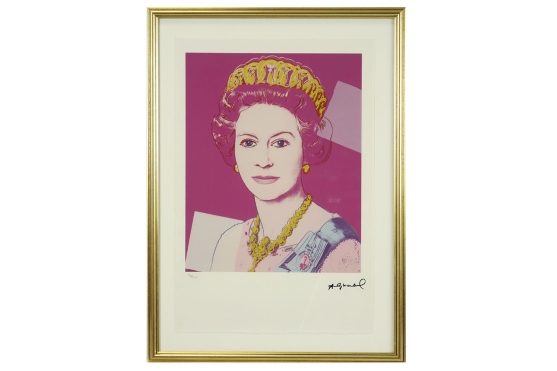 plate signed Andy Warhol "Queen Elizabeth" lithograph printed in colors from the portfolio "Reigning - Image 3 of 5