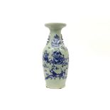 19th Cent. Chinese Tao Kuang period vase in porcelain with a blue-white decor with celestial