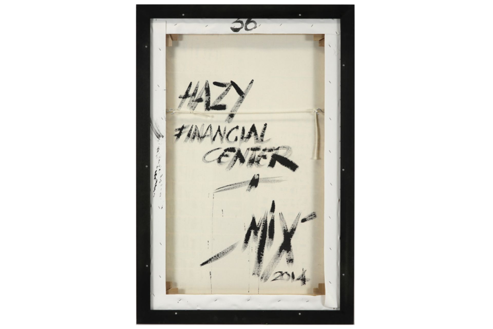 21st Cent. Belgian "Hazy financial Center" screenprint on canvas - signed Marnix Verstraeten and - Image 3 of 3