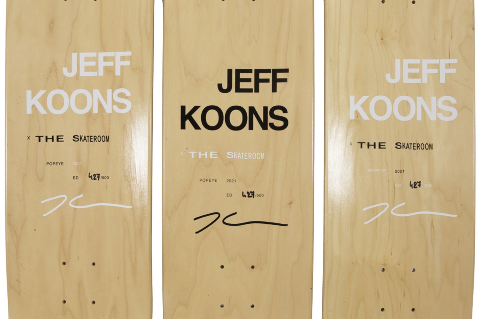 Jeff Koons plate signed "Popeye" triptych on skateboards dd 2021, an edition of 500 ex. with - Image 3 of 8