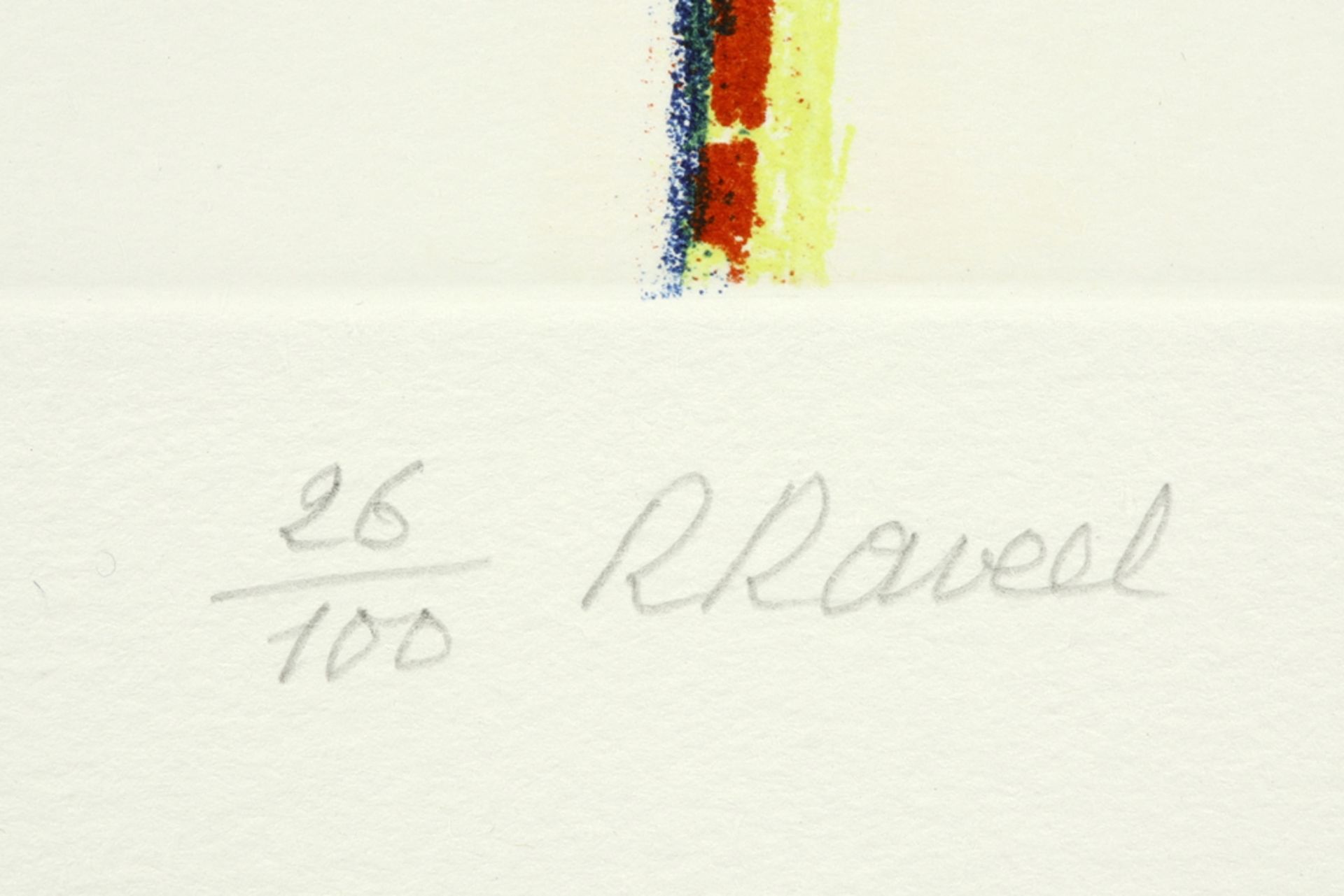Roger Raveel signed color etching || RAVEEL ROGER (1921 - 2013) kleurets n° 26/100 : "Zie de mens" - - Bild 2 aus 2