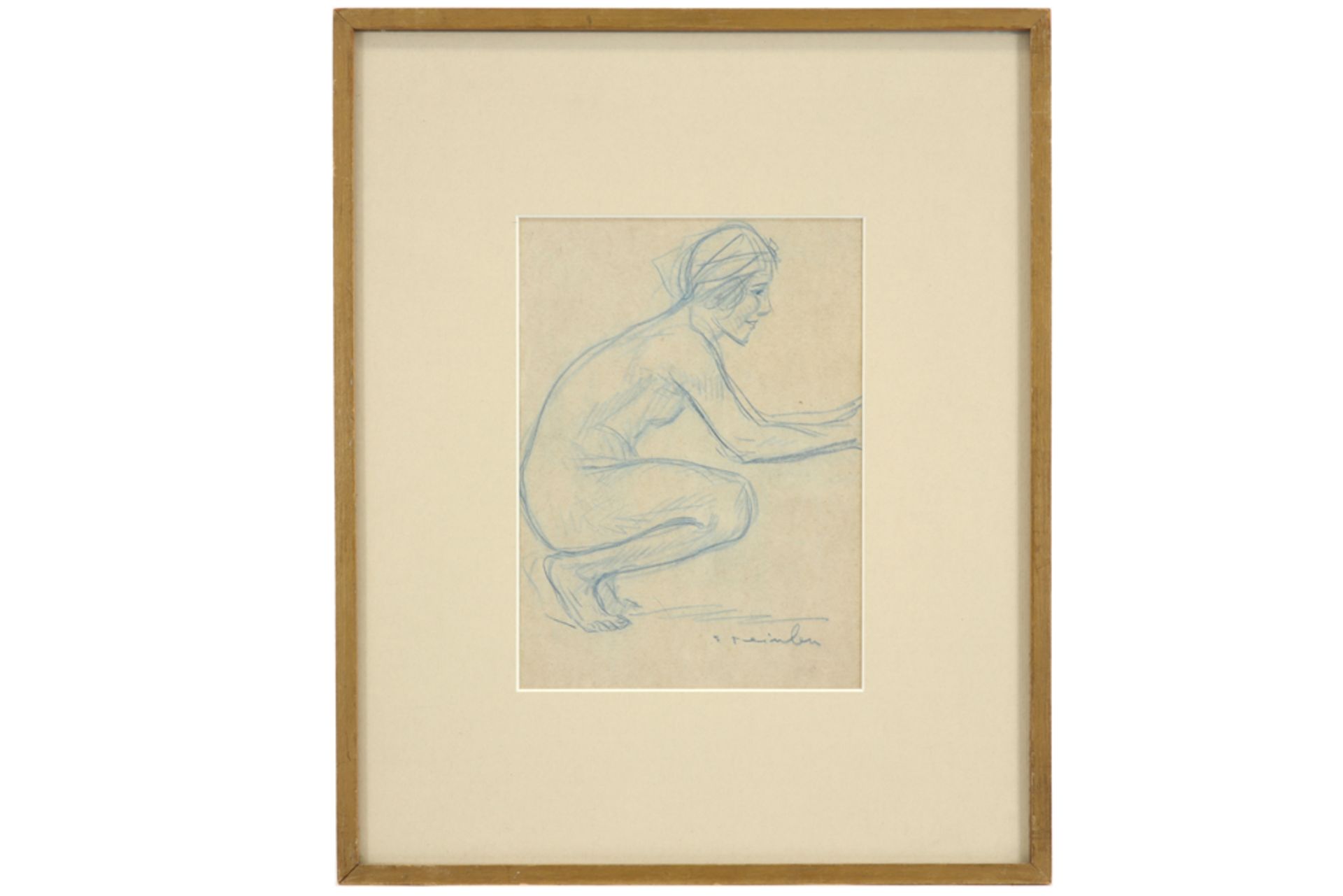 19th/20th Cent. blue pencil drawing- signed Th. Al. Steinlen || STEINLEN THÉOPHILE ALEXANDRE (1859 - - Image 3 of 3