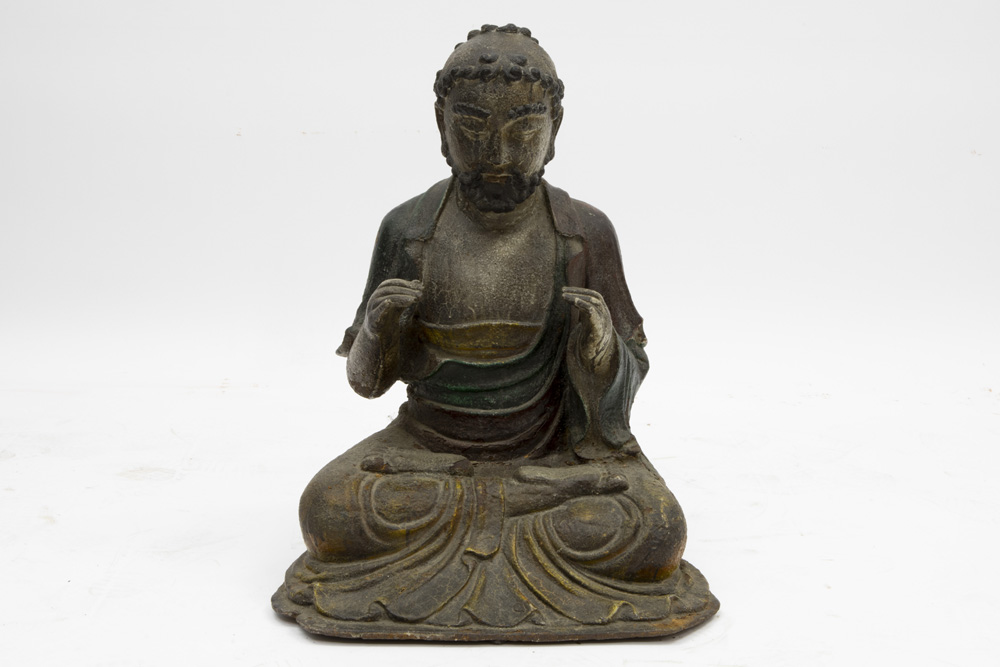 antique Chinese Qing dynasty "Lohan" sculpture in bronze || Antieke Chinese bronzen sculptuur