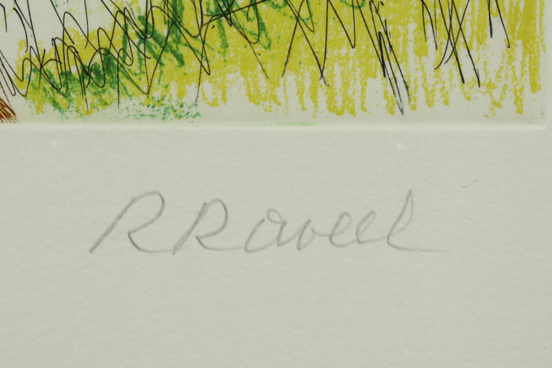 Roger Raveel signed etching in colors || RAVEEL ROGER (1921 - 2013) kleurets n° 8/100 : "Geluk en - Image 2 of 3