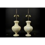 pair of French "Jean Roger Paris" signed vintage lamps in painted ceramic || JEAN ROGER PARIS paar