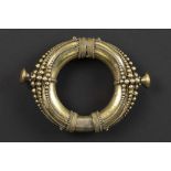 rare and antique Indonesian Sumatra bangle from the Batak with typical design in gilded silver -