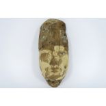 Ancient Egyptian 26th to 30th dynasty mask in wood with remains of the original polychromy || OUD-