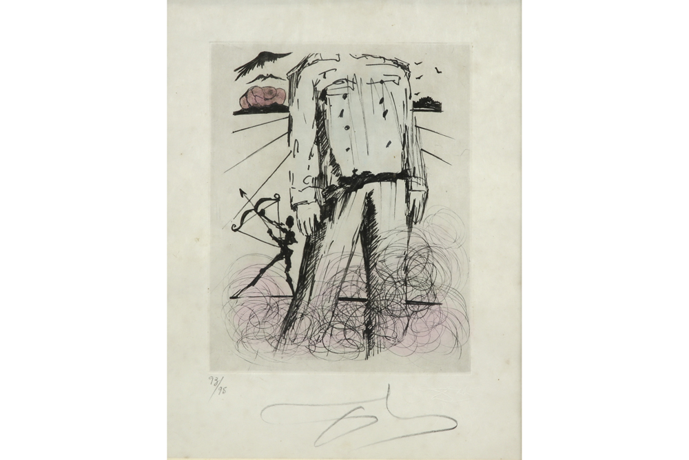 Salvador Dali signed handcoloured "Bust of Mao" print dd 1967 || DALI SALVADOR (1904 - 1989)