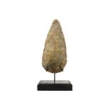 Archeology : approximately 40,000 years old quite big size stone hand axe found in the Dordogne -