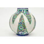 Art Deco vase in Boch marked ceramic || Art Deco-vaas in faïence, gemerkt "Boch", met decor