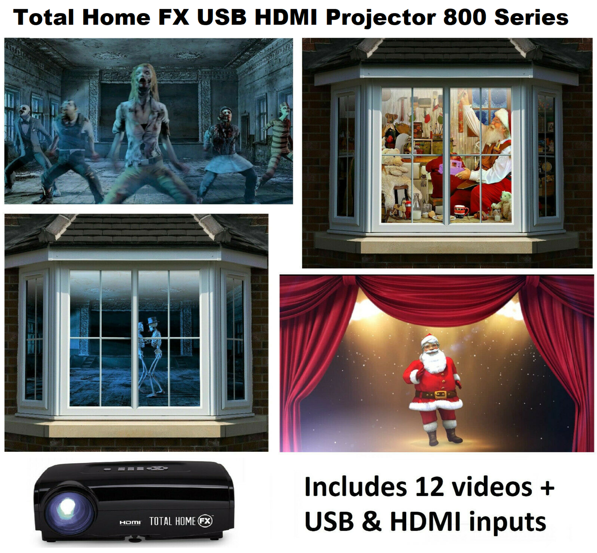 Total Home FX USB HDMI Projector 800 Series Halloween Christmas Window Display