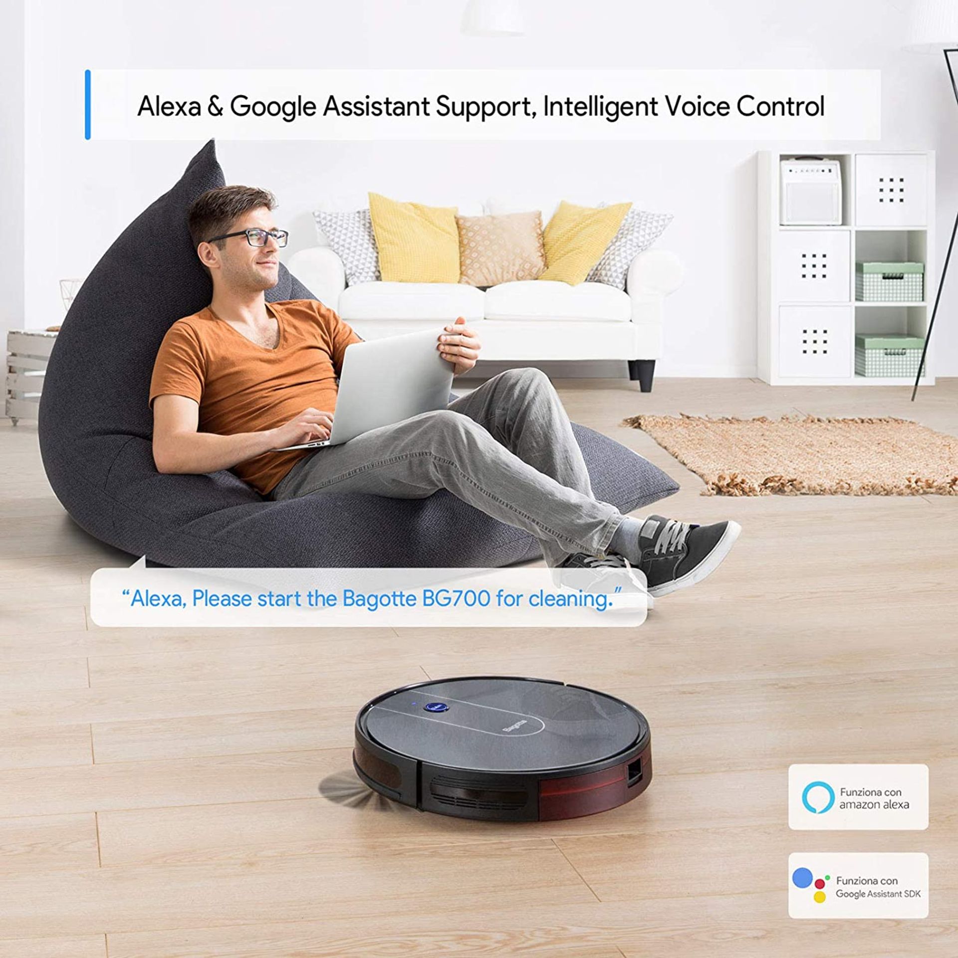Bagotte BG700 Wi-Fi Robot Vacuum with mop - 2.7" Thin, Strong Suction, Work with Alexa - Image 7 of 8