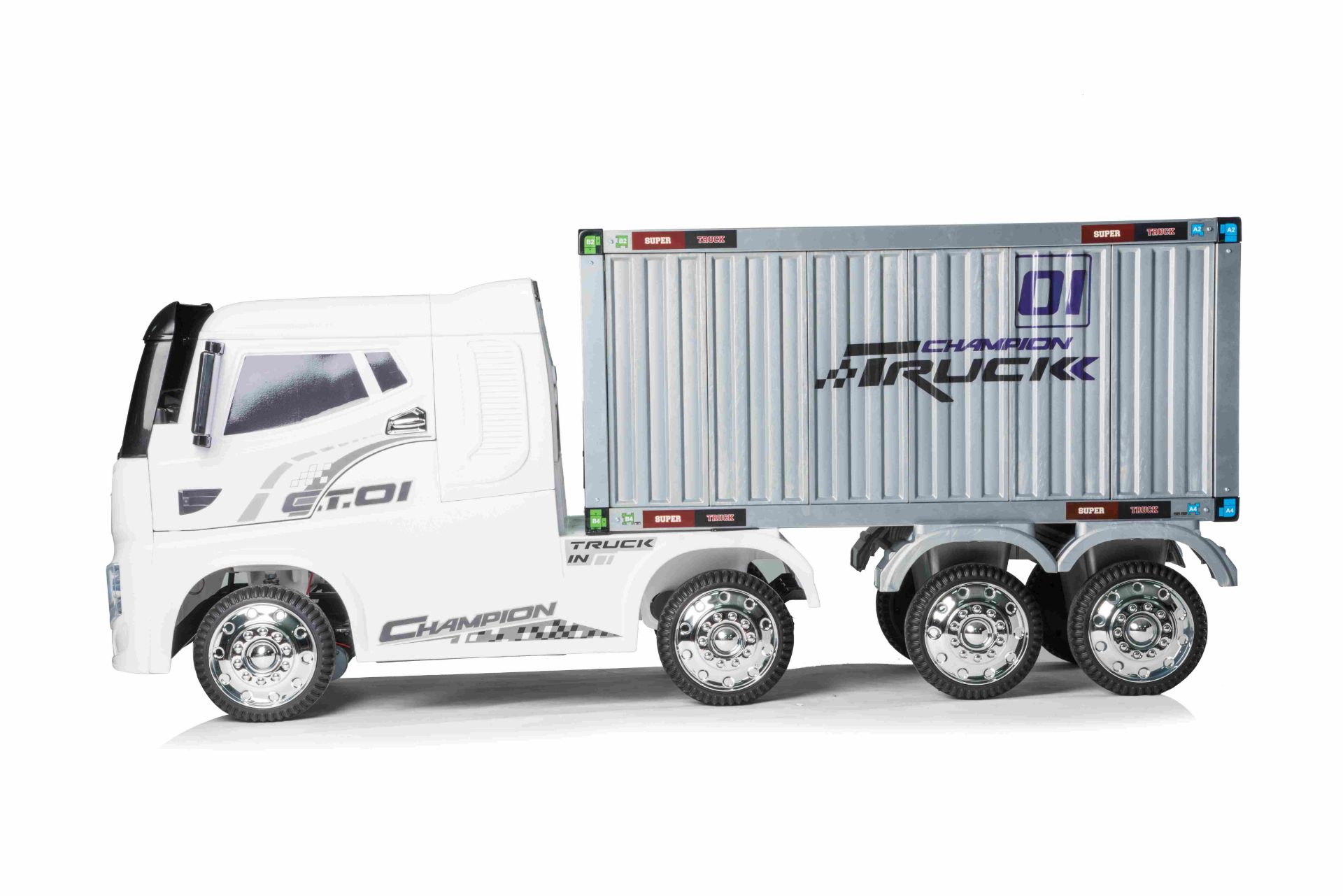 Ride On Truck with Detachable Container and Parental Remote Control 12V 4 Wheel Drive JJ2011 - White - Image 4 of 6