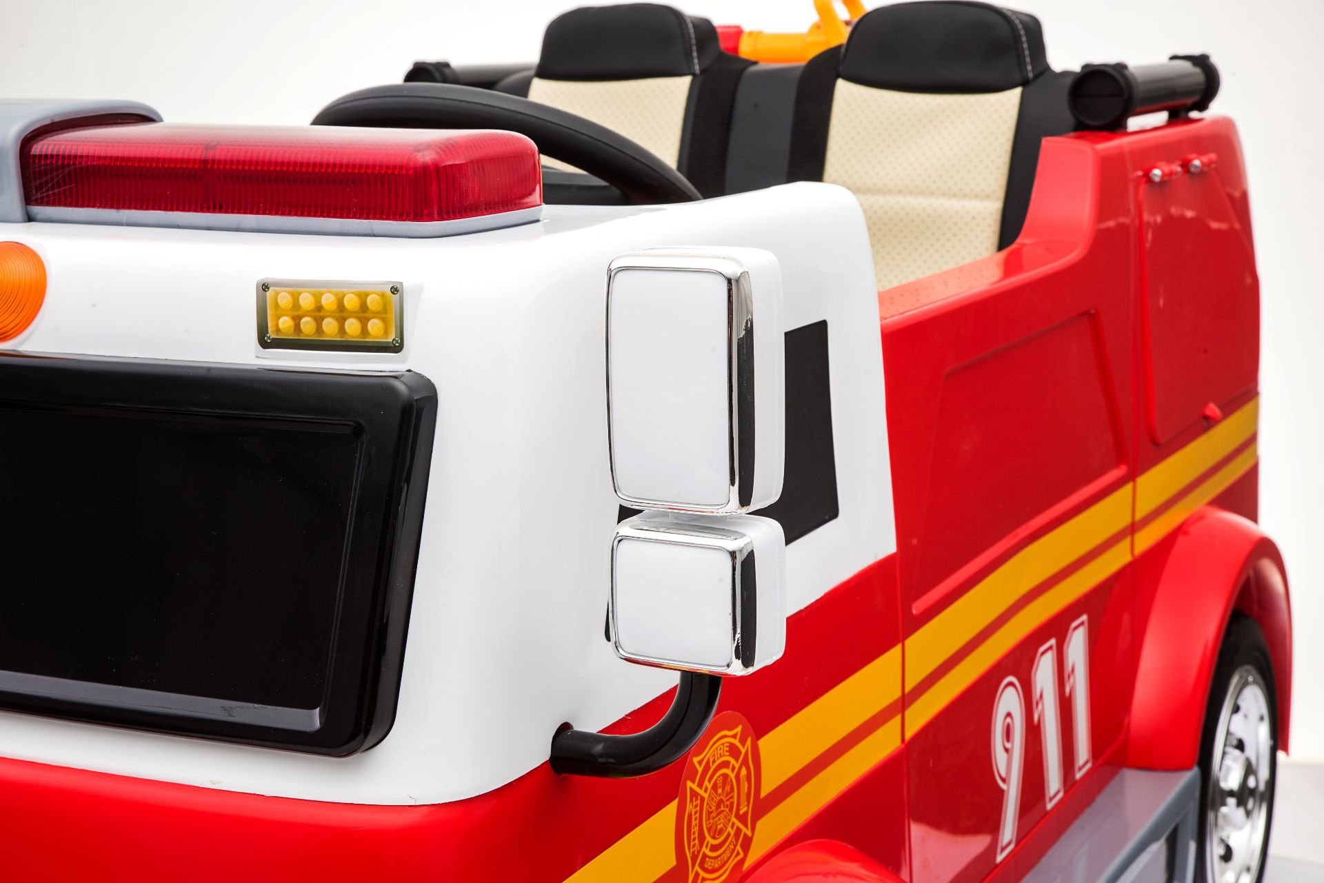 Ride On Fire Truck 911 12v EVA Wheels Twin Leather Seats and Parental Remote Control - Image 5 of 21