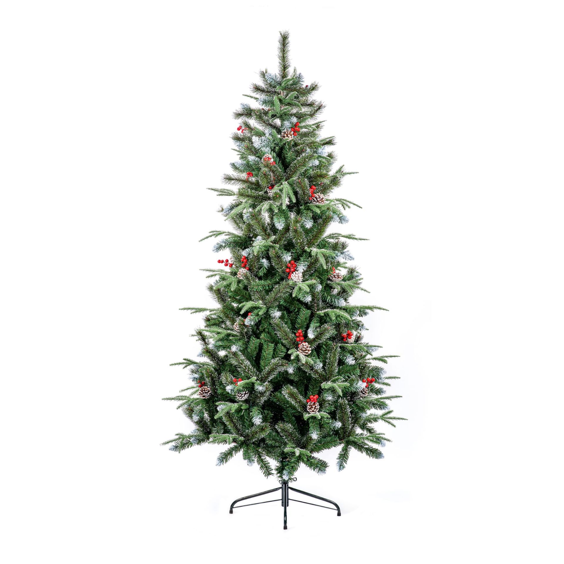 New Premier 1.8m Slim New Jersey Spruce Christmas Tree - PE/PVC w Cones and Berries - Image 2 of 5