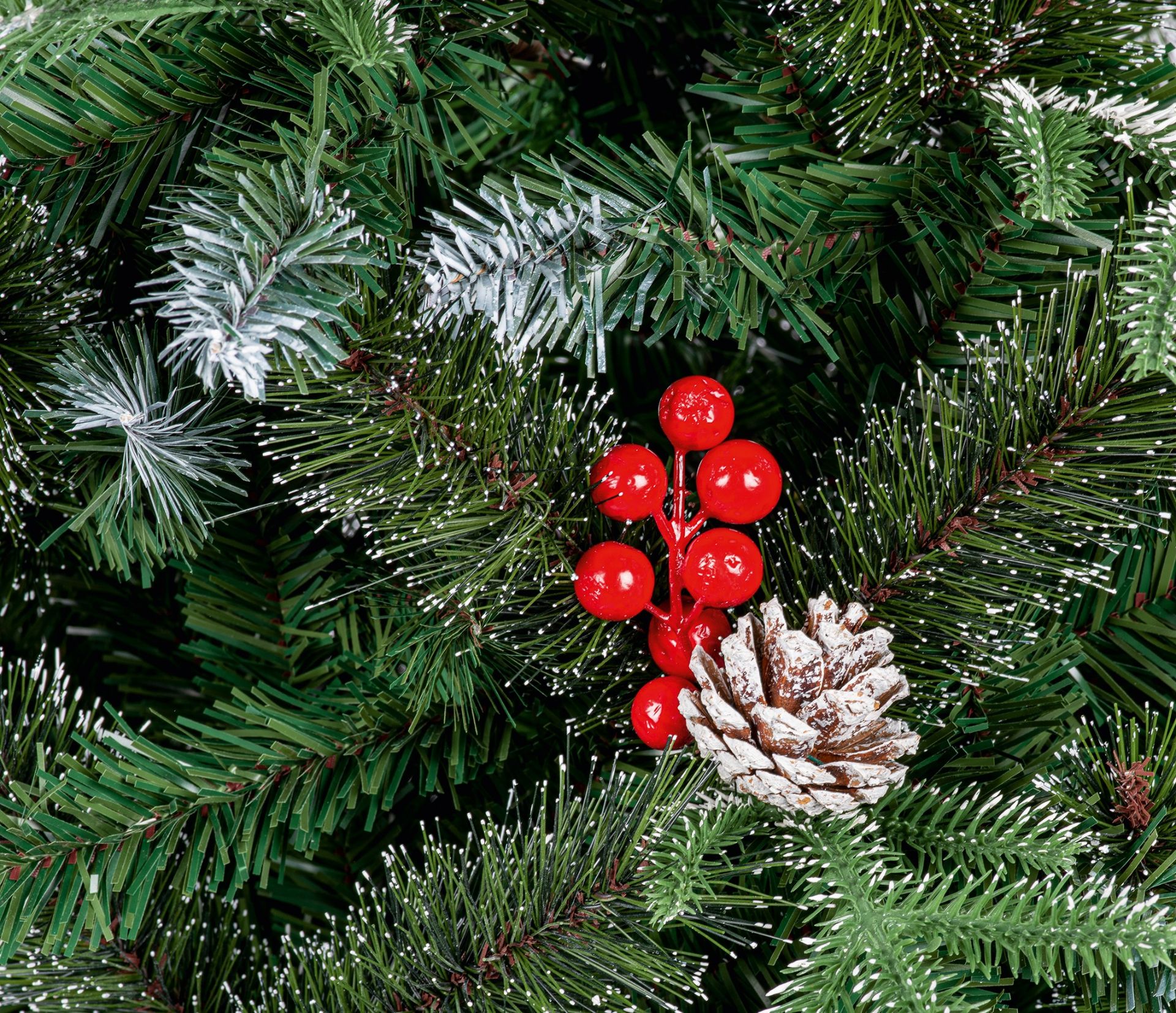 New Premier 1.8m Slim New Jersey Spruce Christmas Tree - PE/PVC w Cones and Berries - Image 2 of 6
