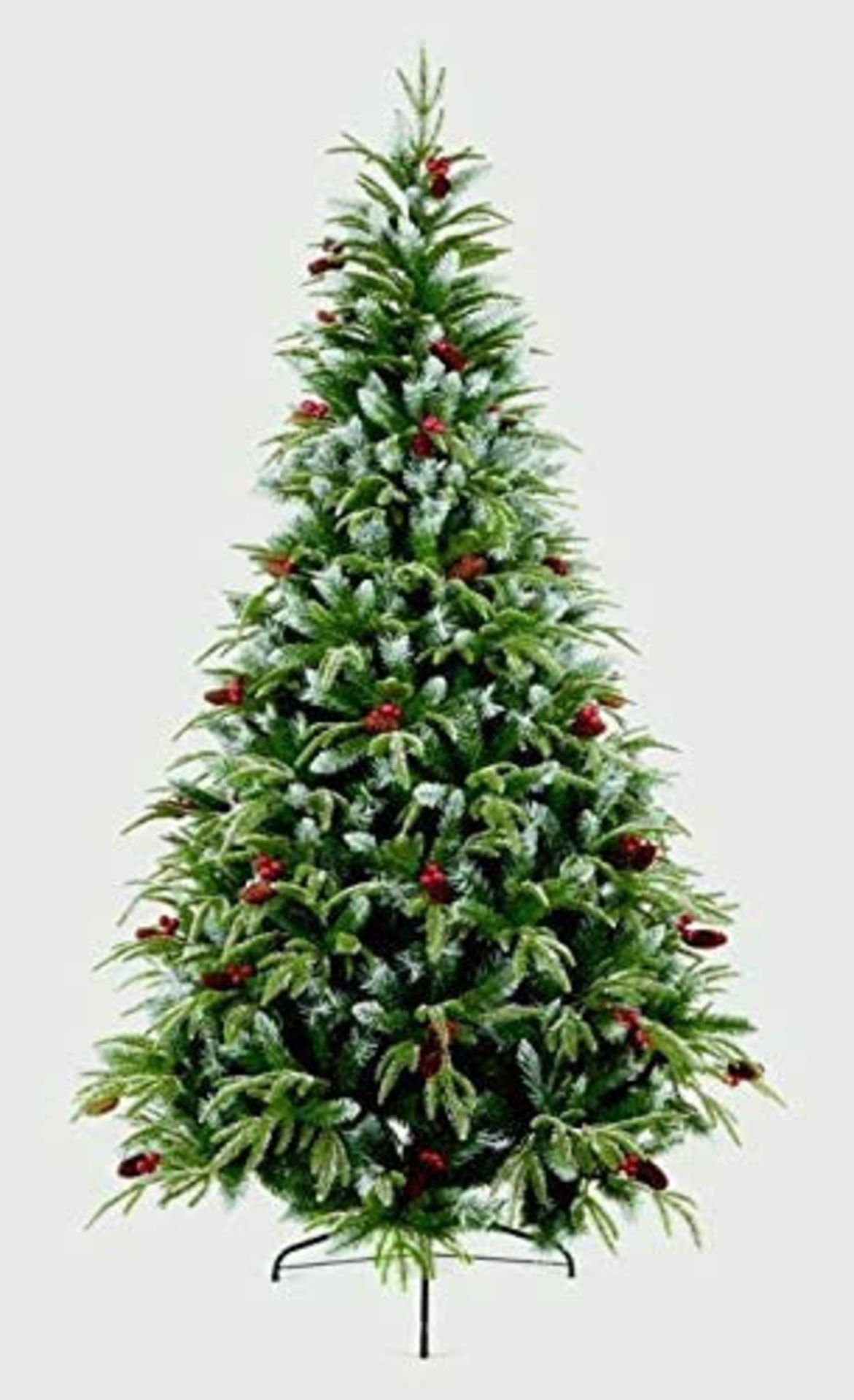 NEW PREMIER 1.8m 6FT FROSTED SPRUCE BERRY AND CONE CHRISTMAS TREE