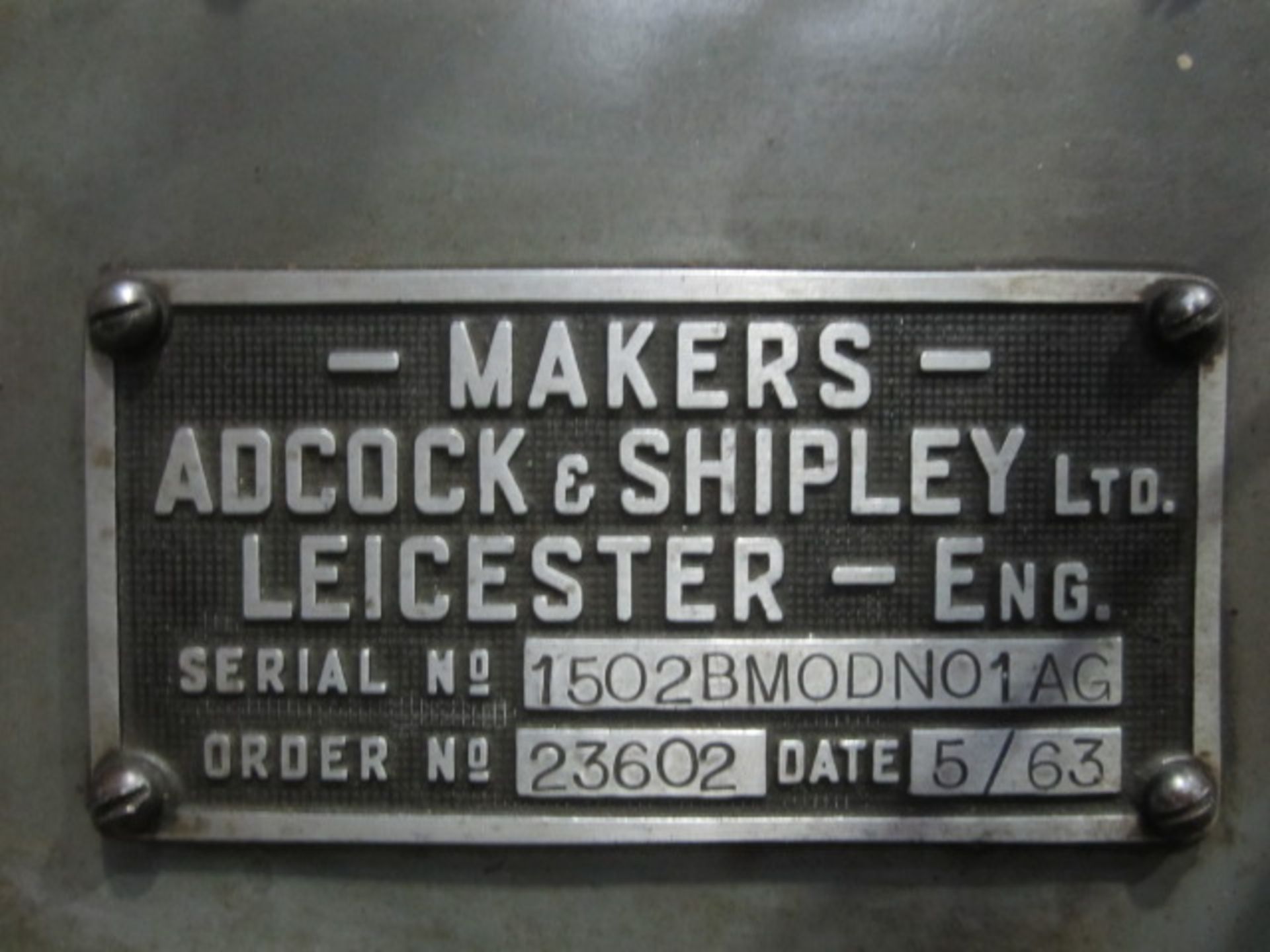 Adcock & Shipley horizontal milling machine, serial no. 1502 BMODN01AG, table size: 26" x 7". A - Image 5 of 5