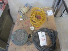 Assorted extension leads, clamped inspection lamp, 240v. Located at Supreme Engineering, Edington,