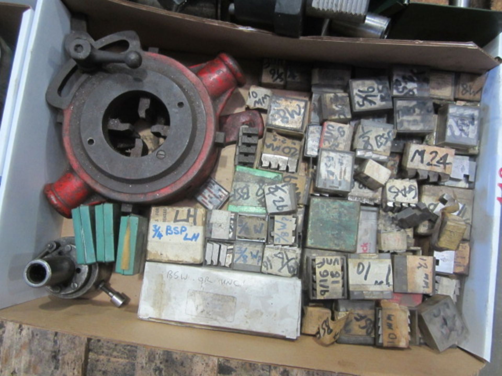 Pipe threader and assorted dies. Located at Southern Engineering Equipment, Poole